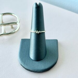 Marquise & Round Cut SONA Diamond Baguette Cluster Stackable Gold Plated Ring